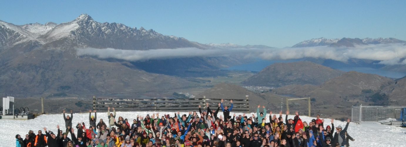 New NZSki staff on Coronet Peak yesterday with The Remarkables in the background media