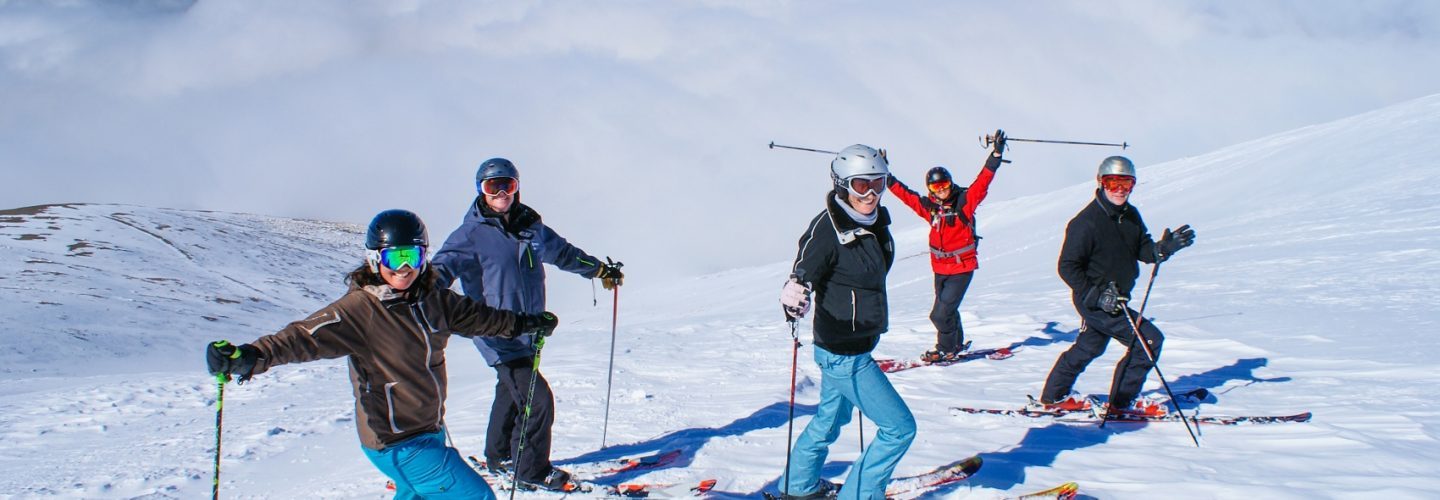 A group enjoys skiing down the Rakaia Chutes at Mt Hutt media
