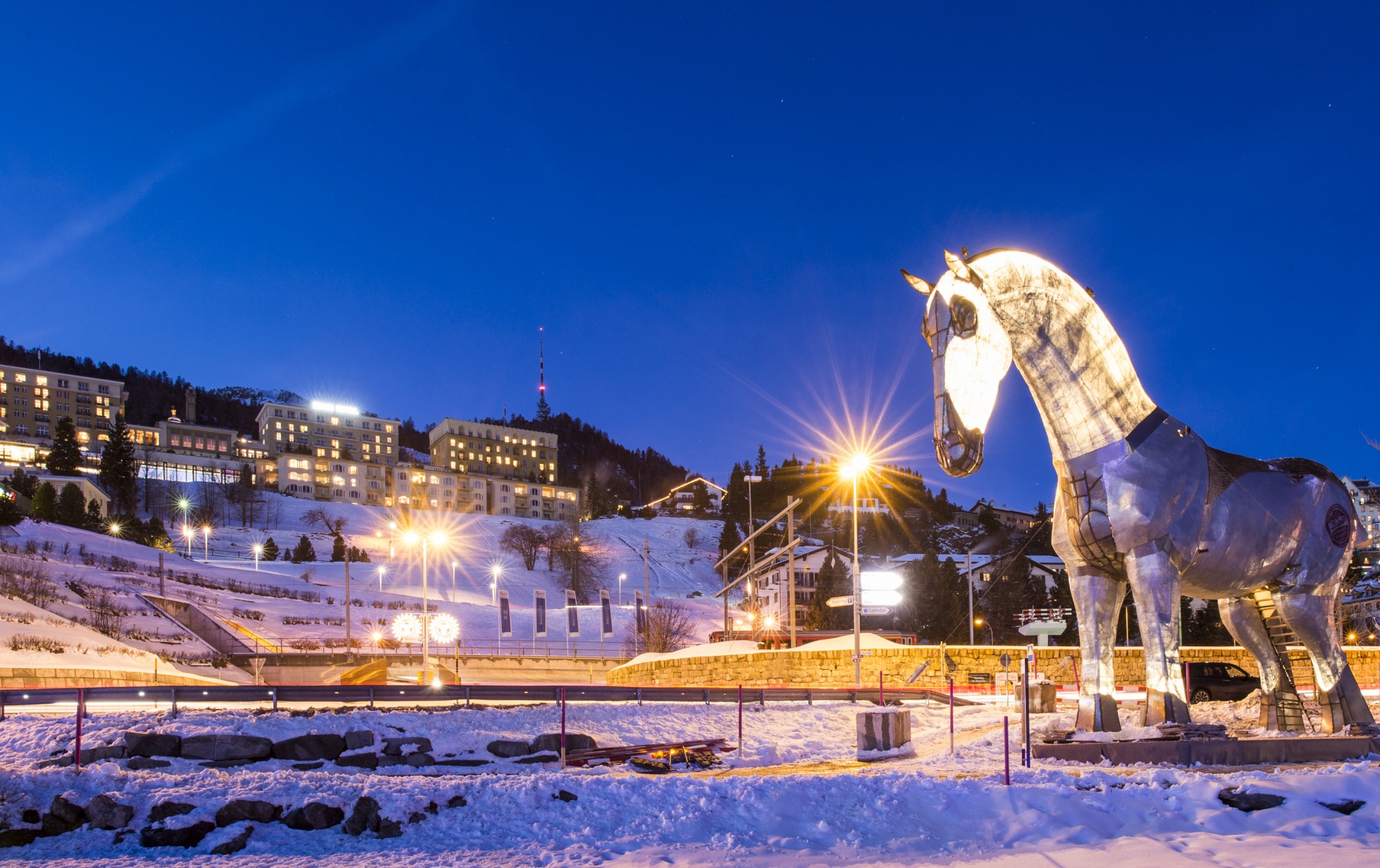 Trojan Horse Appears on Lake at St Moritz