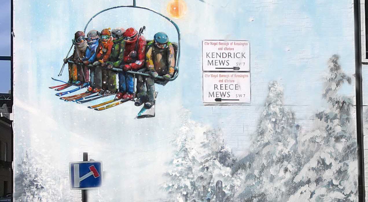 Ski Mural Appearing on London Mews