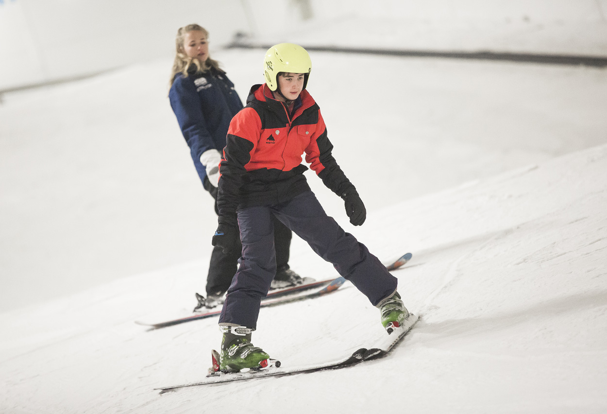 Skiers and snowboarders at SnoZone in Milton Keynes. 17 August 2014