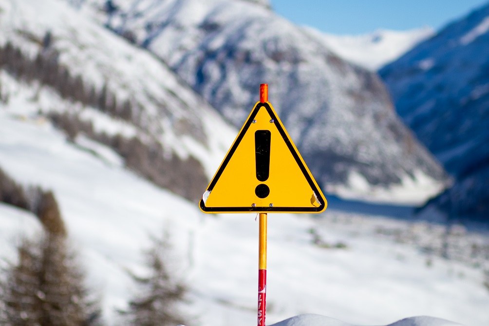 Danger Sign Winter Sports Ski Mountain Snow