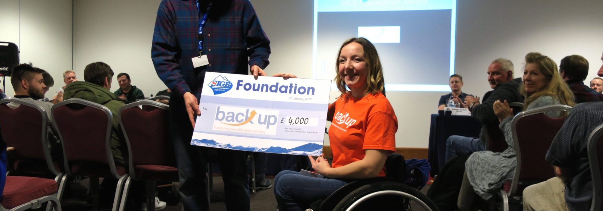 Anna Turney from Back Up Trust receives the SIGB Foundation Award 2017 final