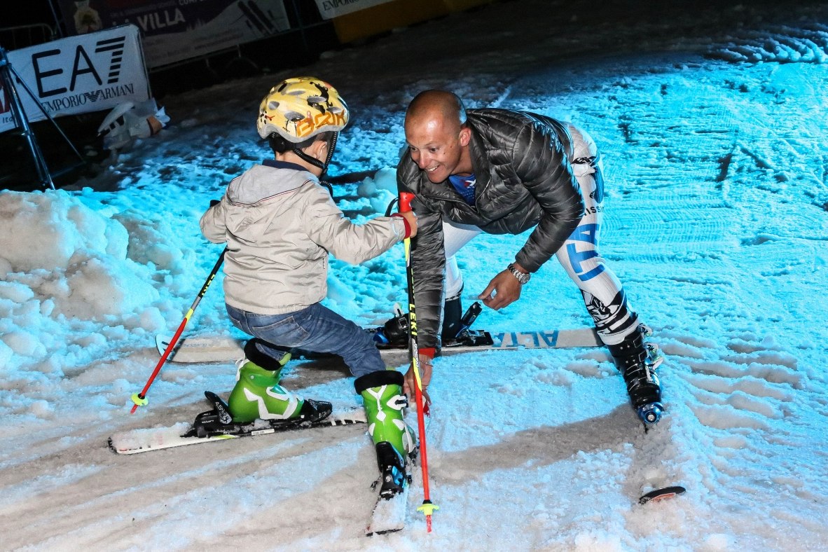 An Evening of Skiing on Real Snow in Summer in Italy