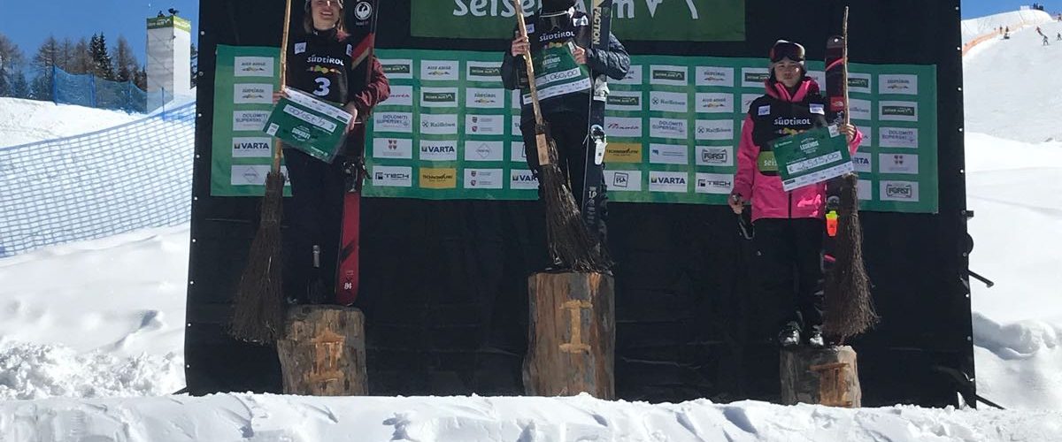 Seiser Alm podium Izzy Atkin 2nd left