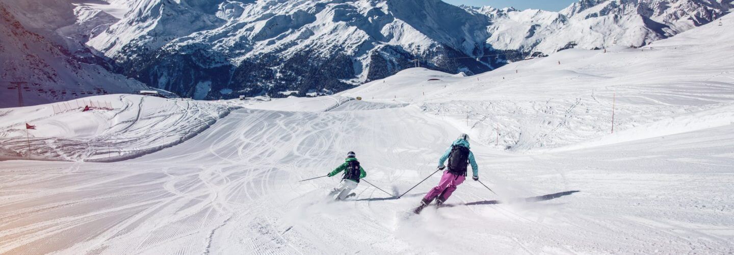 2016 Hiver Ski et Snowboard c Valais Wallis Promotion David Carlier 13 Sur les pistes de Verbier avec vue sur le massif des Combins copy