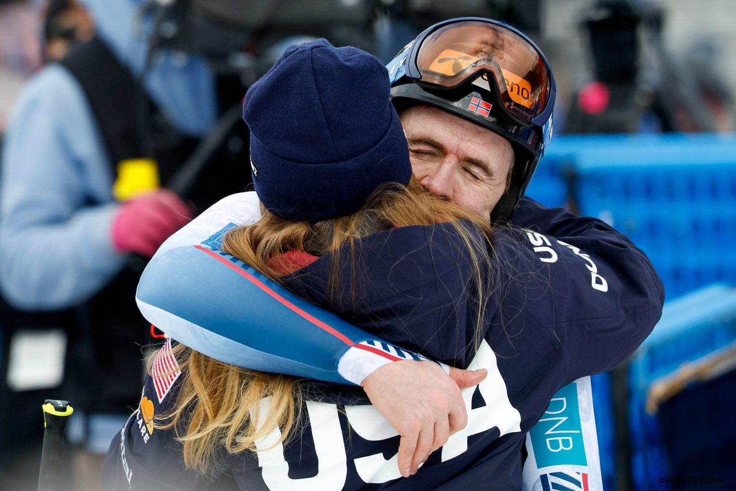 COPPER MOUNTAIN, USA - NOVEMBER 27: Aleksander Aamodt Kilde of Team Norway, Mikaela Shiffrin of Team United States during the Audi FIS Alpine Ski World Cup Men's Super G on November 27, 2025 in Copper Moutain, USA. (Photo by Alexis Boichard/Agence Zoom)